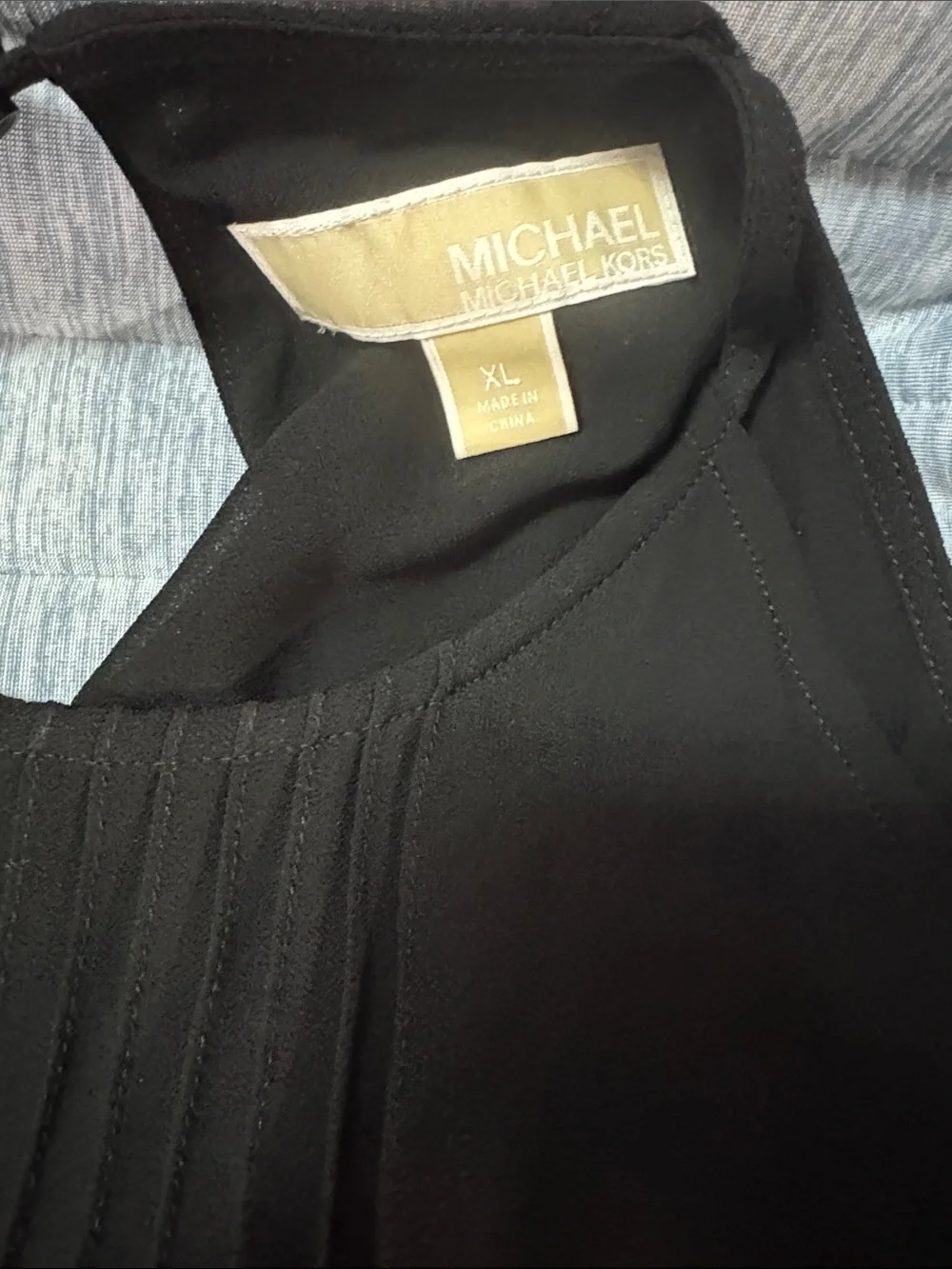 Michael Kors Black Pleated Halter Tank Top
